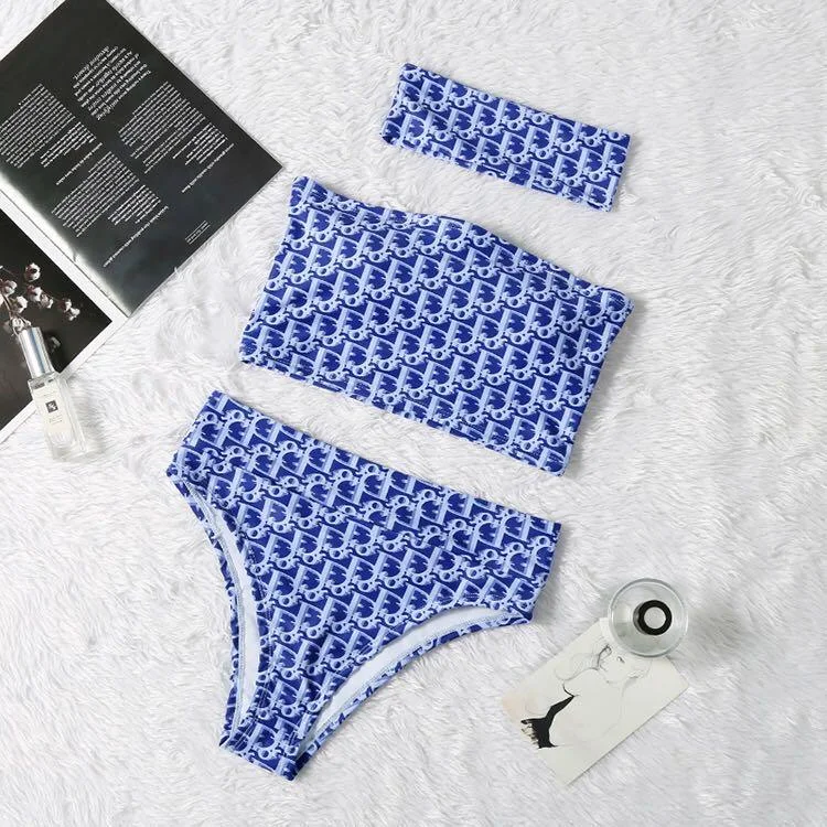 Trendy Sports Footwear Christian Dior Women Summer Beach Bikini- Blue