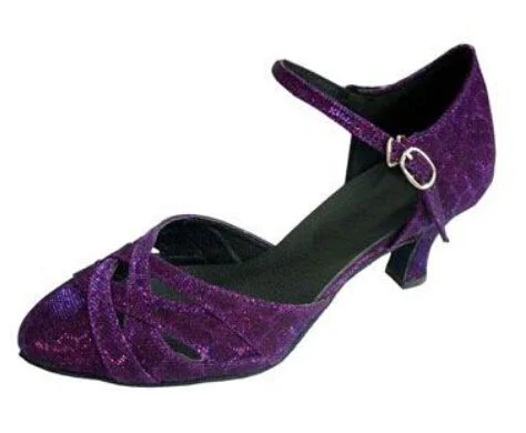 Women’s High Heels Comfortable Ballroom Dance Shoes Purple Dancing Shoes