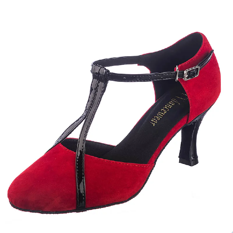 Women’s Work Shoes Red Velvet Ballroom Closed Toe Latin Salsa Dance Shoes