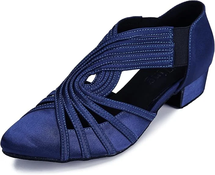 Women’s Outdoor Sneakers Ballroom Dance Shoes Low Heel Blue Closed Toe