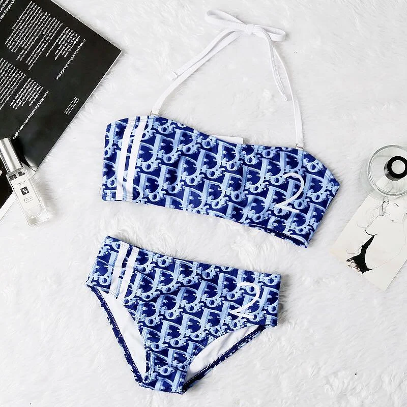 Comfortable Work Sneakers Dior Capri Sea With Double White Stripes Tie-Up Bikini