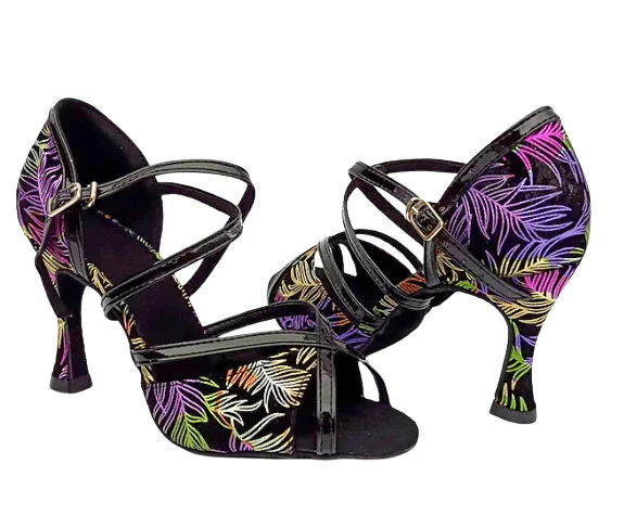 Comfortable Work Sneakers Salsa Dance Shoes Flower Print Comfortable Salsa Bachata Shoes