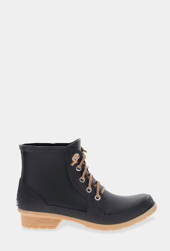 Outdoor Work Boots LACE UP ANKLE RAIN BOOT - BLACK