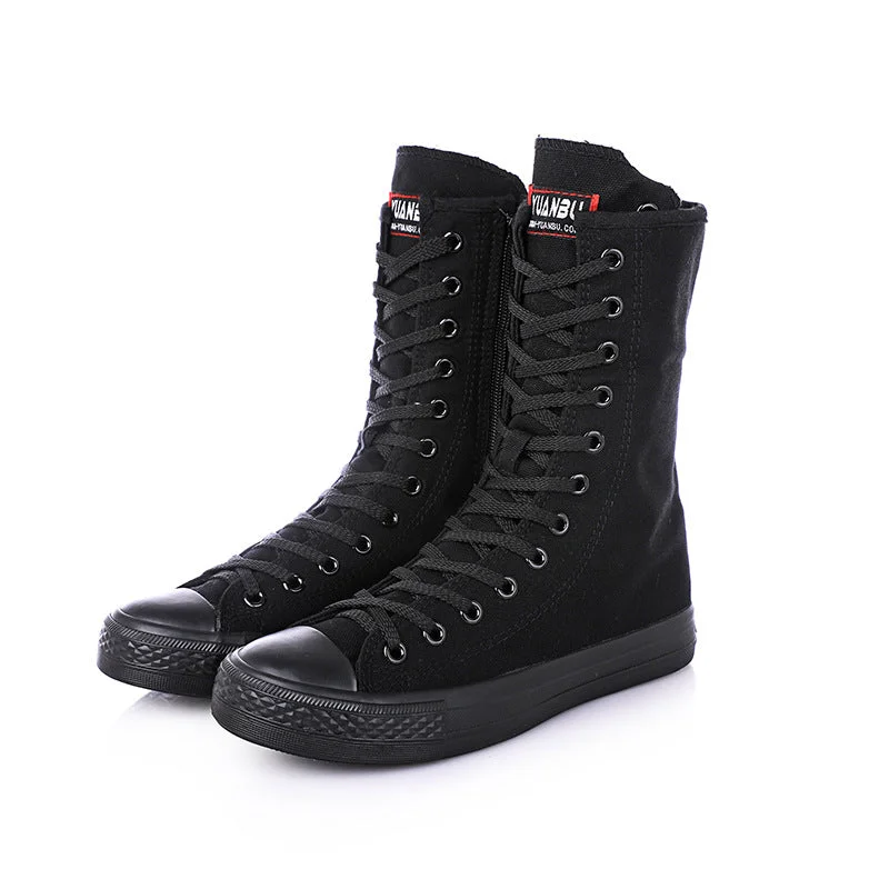 Best Hiking Boots For Winter Womens Fashion Lace Up Mid-Calf Boots Canvas Shoes