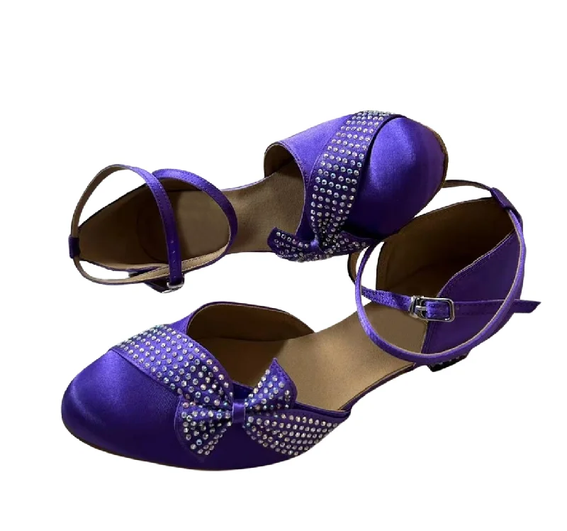 Stylish Women’s Boots Ballroom Dance Shoes Purple Closed Toe Waltz Performance Shoes