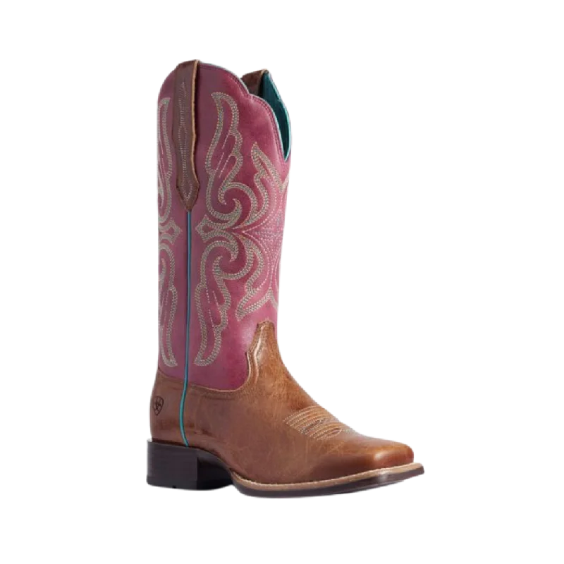 Cozy Casual Shoes Ariat Women's Primera Dark Tan & Pomegranate StretchFit Boots