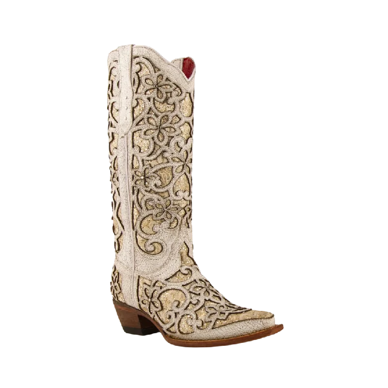 Durable Sports Sneakers Ferrini Women's Bliss White V-Toe Boots