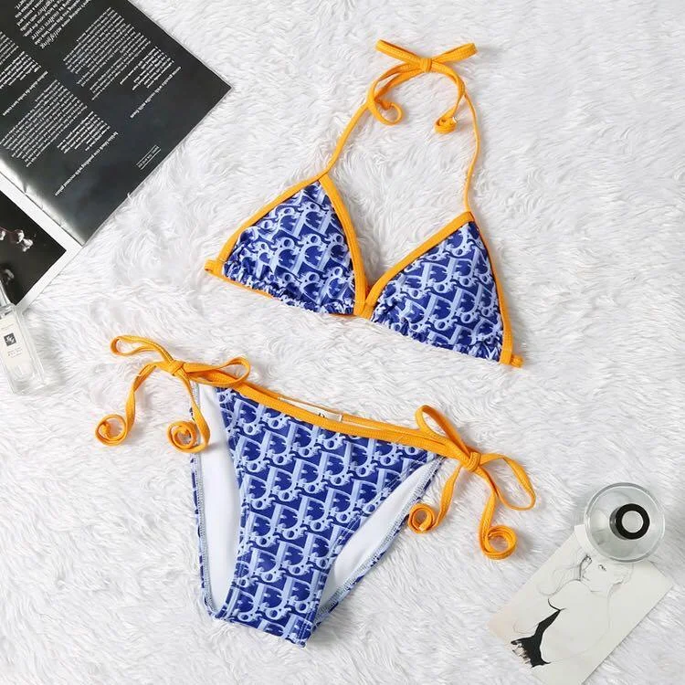 Stylish Winter Boots Dior Sexy Two-Piece Blue And Orange Designed Bikini