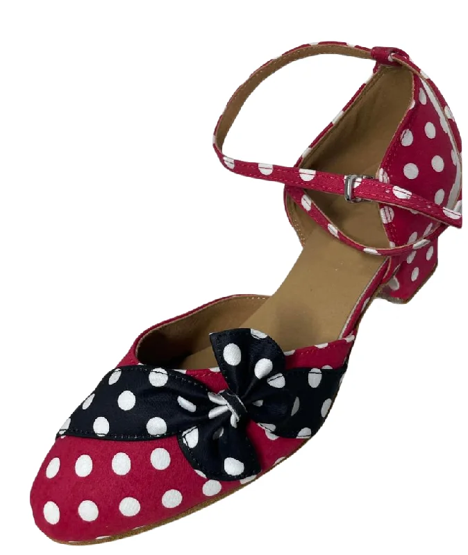 Comfortable Flats For Women West Coast Swing Dance Shoes Closed Toe Polka Dot