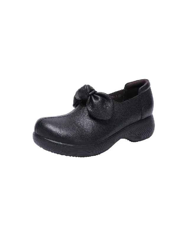 Women’s Dress Shoes Bowknot Comfortable Platform Retro Walking Shoes