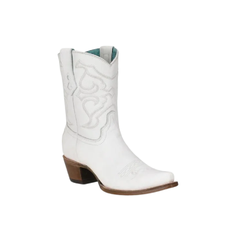 Sporty Casual Boots Corral Women's Embroidered White Snip Toe Ankle Boots