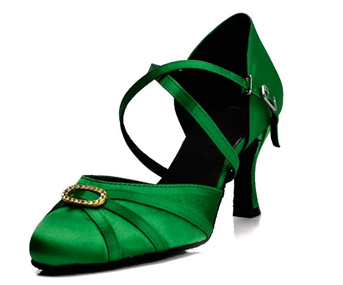 Women’s Platform Shoes Green Closed Toe Ballroom Dance Shoes Latin Salsa Dance Shoes