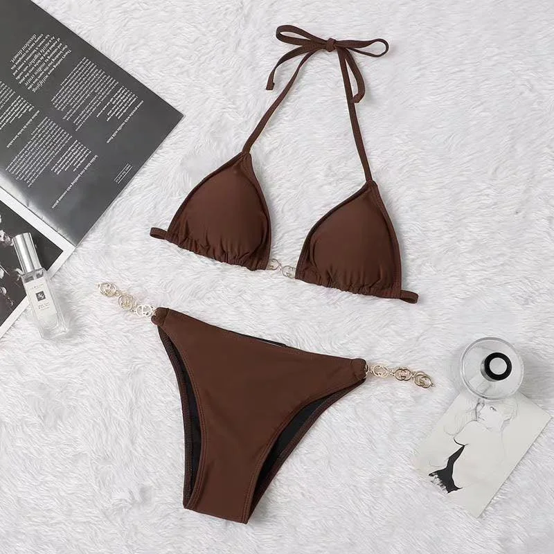 Slip-On Shoes For Men Brown Two-Piece Tie up Bikini