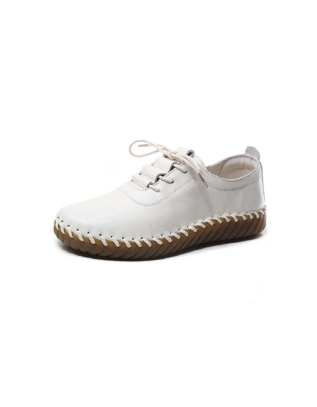 Women’s Slip-On Shoes Comfortable Leather Soft Sole Lace-up Shoes