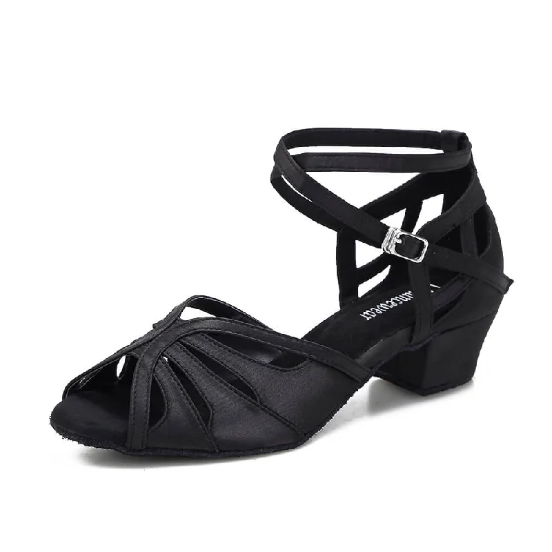 Women’s Sport Sandals Black Ballroom Cuban Heel Dancing Shoes Latin Salsa Dance Shoes