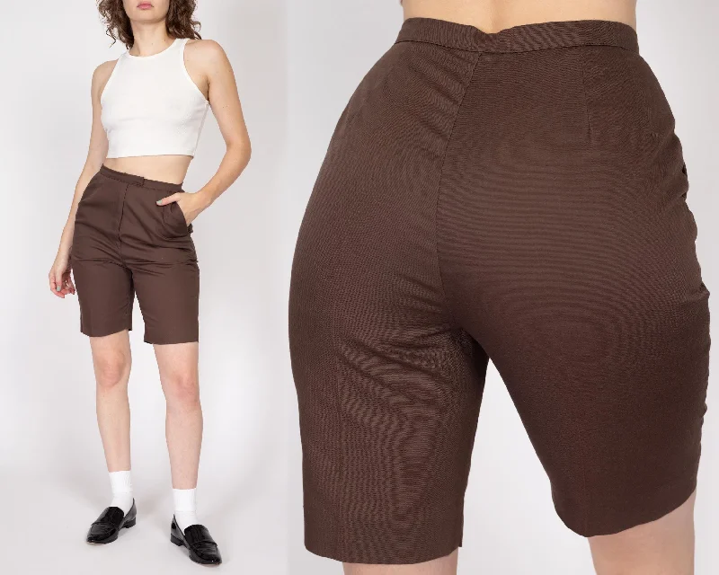 Women’s Summer Fashion Small 70s Chocolate Brown High Waisted Curvy Fit Shorts 26.5"