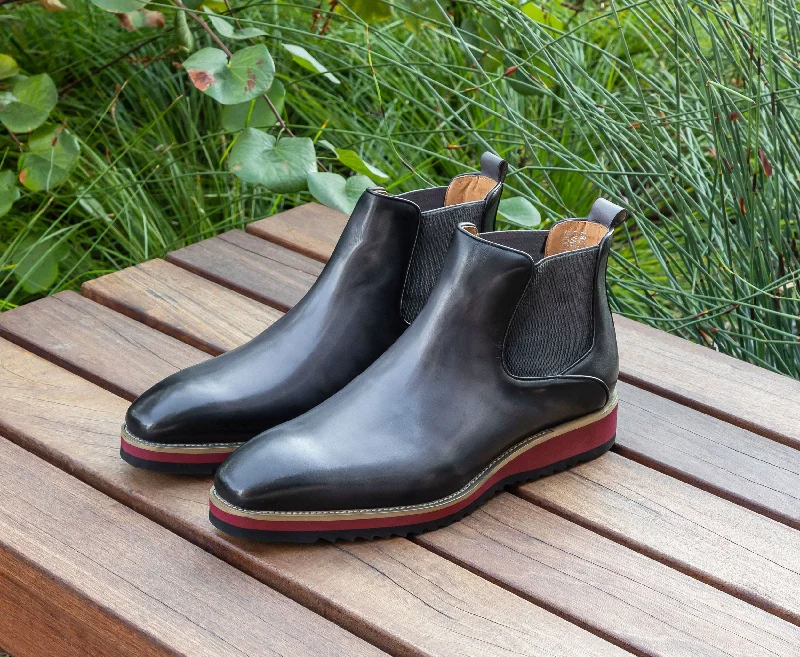 Winter Casual Shoes Burnished Calfskin Slip-On Boot Grey