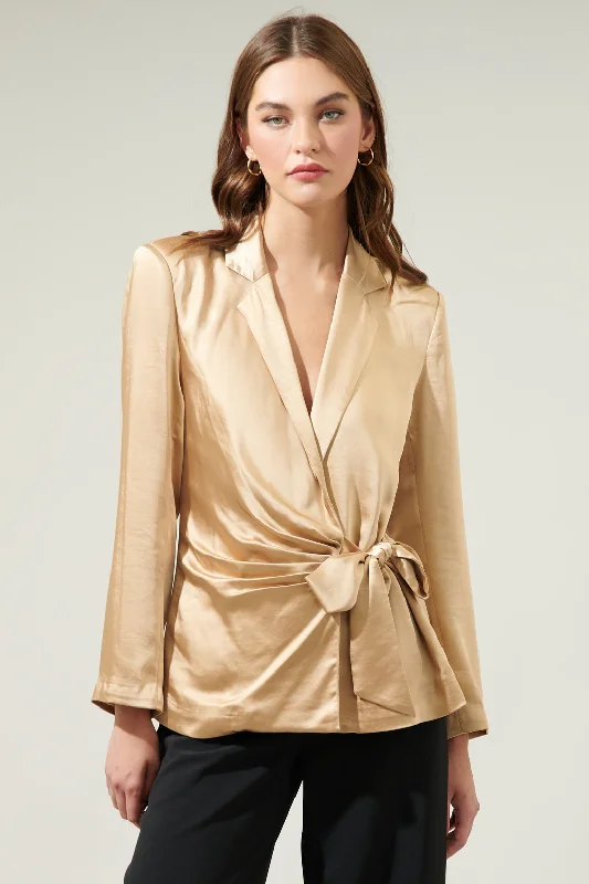 Women’s Work Outfits Online Celine Satin Waist Tie Blazer