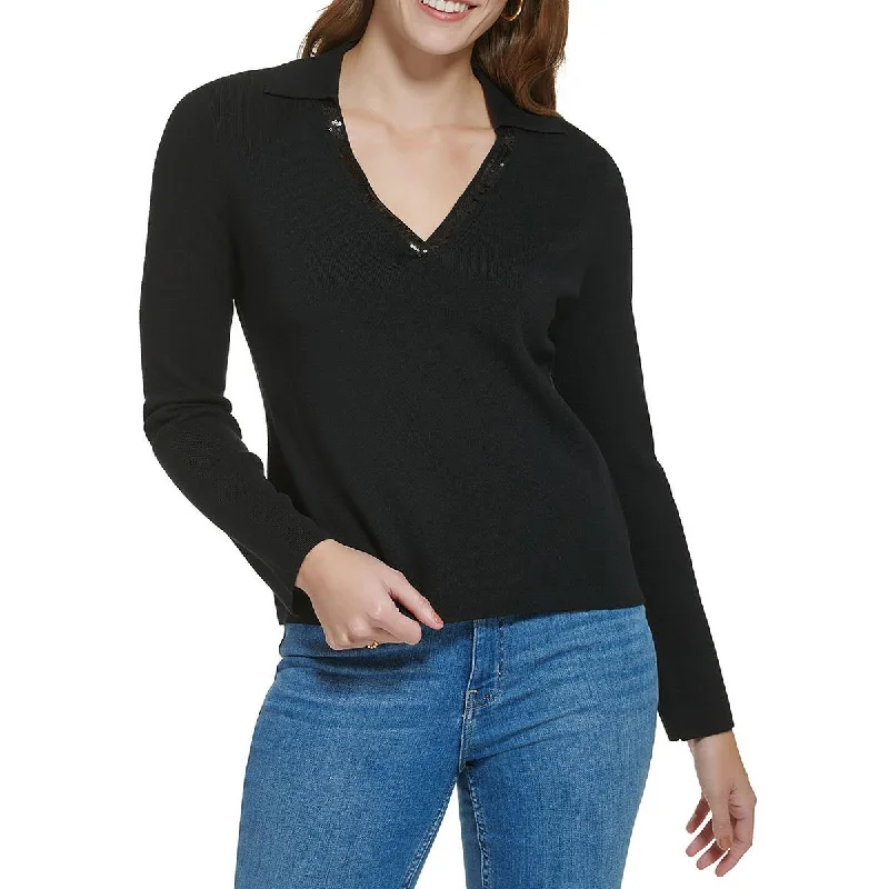 Women’s Office Dresses Calvin Klein Womens Plus Embellished V-Neck Pullover Sweater