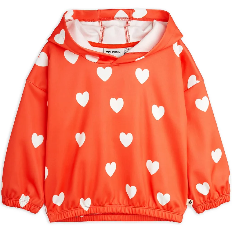 Comfortable Evening Gowns Hearts Hoodie in Red by Mini Rodini