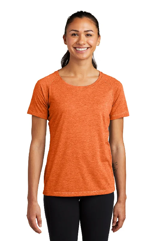 Comfortable Women’s Boots Sport-Tek Womens Moisture Wicking Short Sleeve Scoop Neck T-Shirt - Heather Deep Orange - Closeout