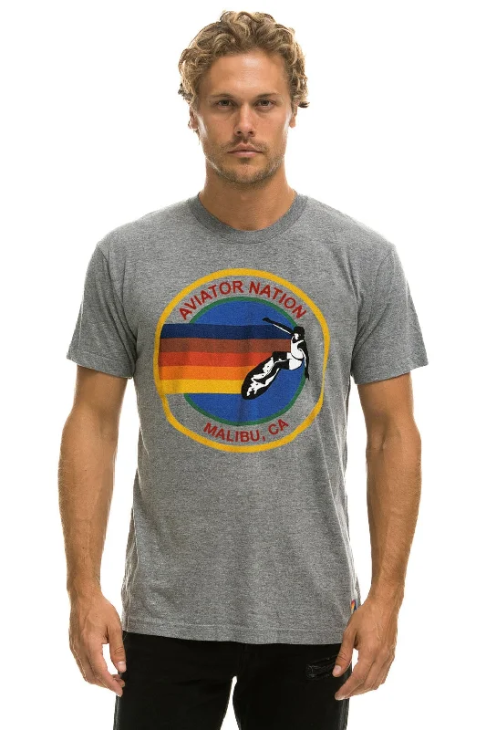 Comfortable Summer Dresses AVIATOR NATION MALIBU CREW TEE SHIRT - HEATHER GREY