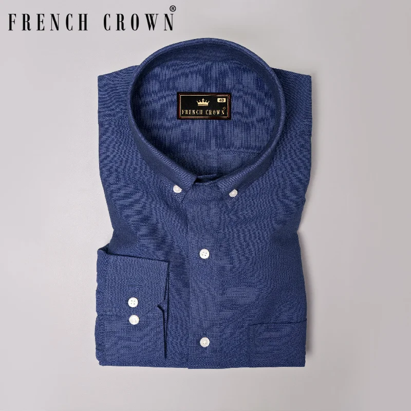 Elegant Jackets For Women Catalina Blue Luxurious Linen Shirt