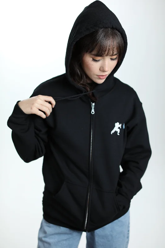 Fashion Tops For Women STREET FIGHTER - 'Ryu Hadoken' Embroidered Full-Zip Hoodie - Black