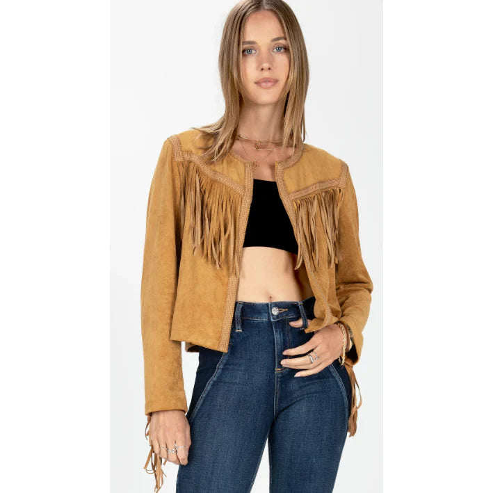 Fashionable Plus Size Clothing Miss Me Suede Fringe Jacket MHJ0139L