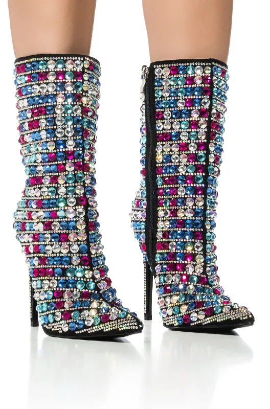 Sporty Casual Sneakers AZALEA WANG KENSLEY MULTI CRYSTAL EMBELLISHED BOOTIE