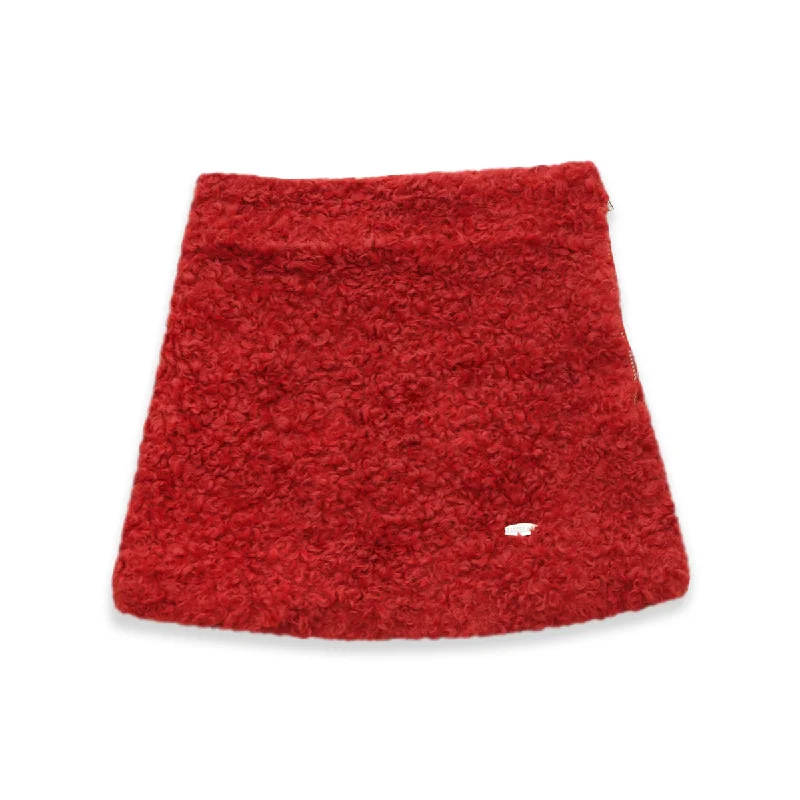 Plus Size Outerwear Clothing Teddy Skirt in Red