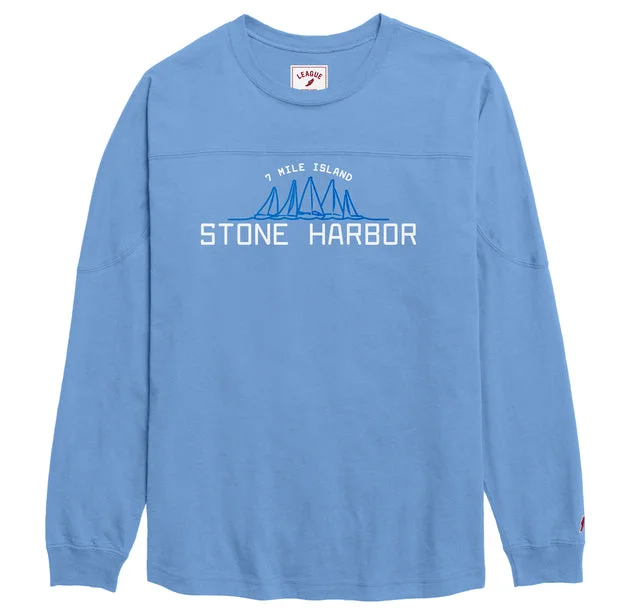 Women’s Fashion Lingerie Women's Stone Harbor Throwback Long Sleeve Tee - Power Blue