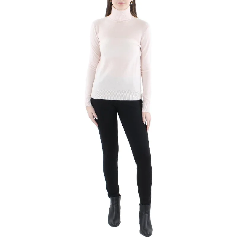 Women’s Casual Tops Lauren Ralph Lauren Womens Cashmere Ribbed Trim Turtleneck Sweater