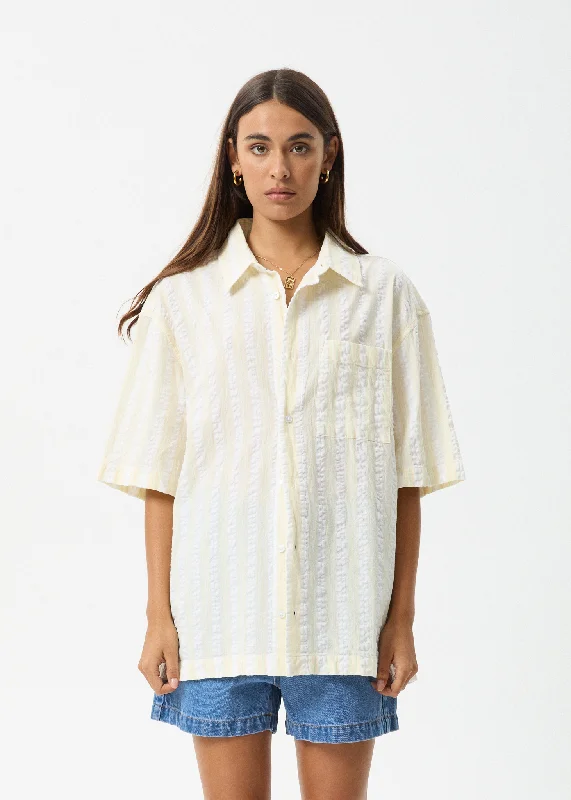 Women’s Boots Online AFENDS Womens Splice - Short Sleeve Shirt - White / Lemongrass