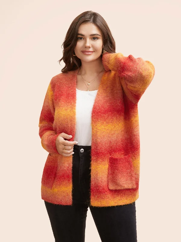 Women’s Outdoor Fashion Ombre Contrast Patch Pocket Cardigan