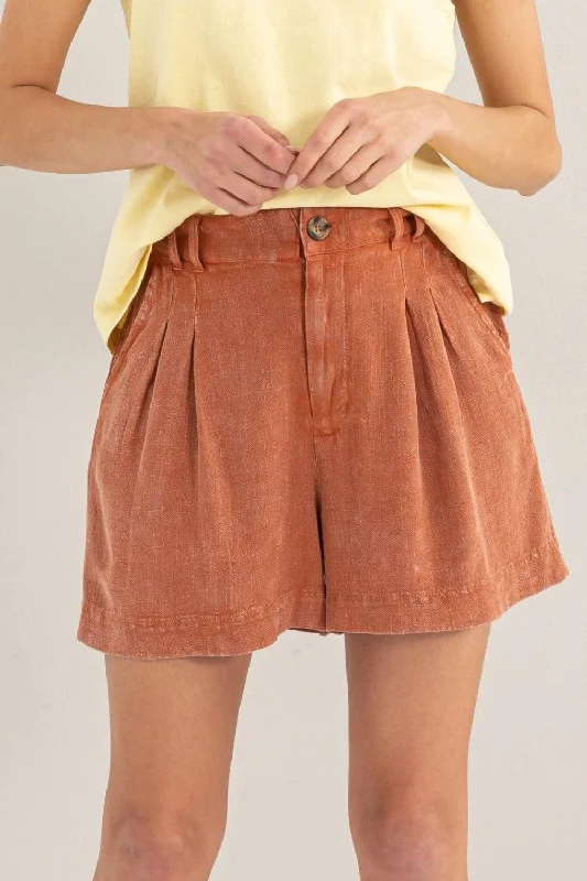 Women’s Comfortable Footwear High Waist Pleated Linen Shorts