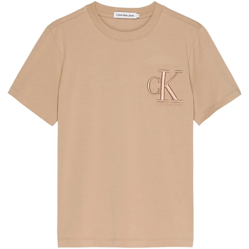 Women’s Casual Dresses Calvin Klein Monogram Embro Logo T-Shirt Travertine