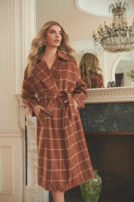 Women’s Fashion Lingerie Leawood Plaid Long Coat