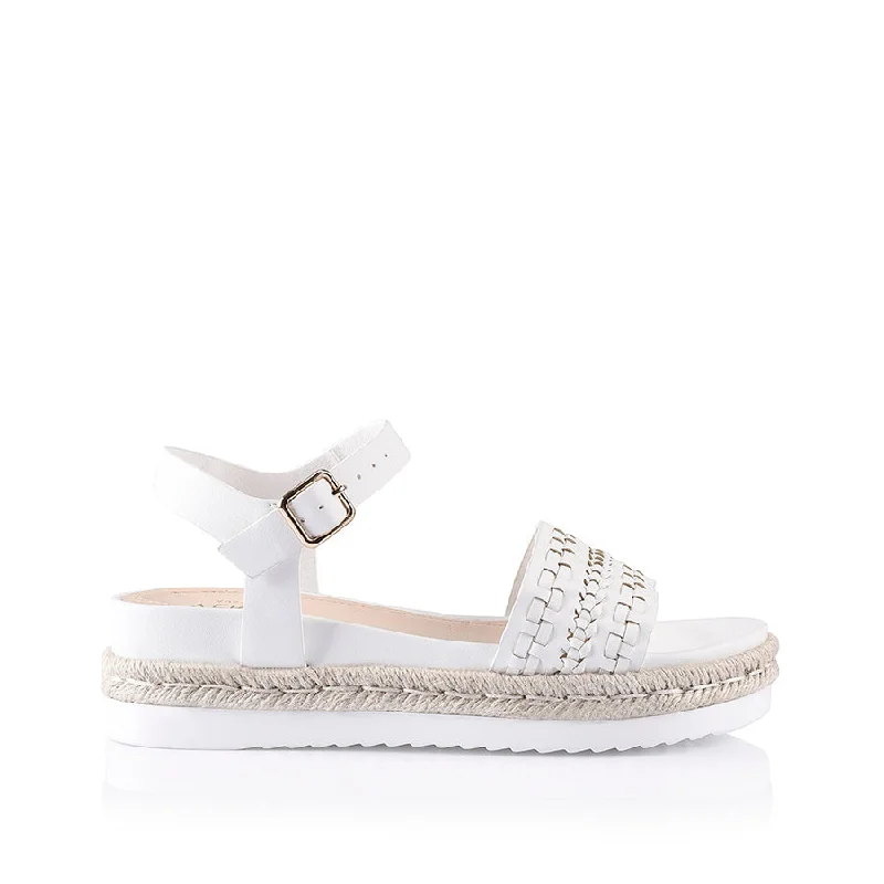 Fashionable Summer Shoes Disco Footbed Sandals - White Smooth