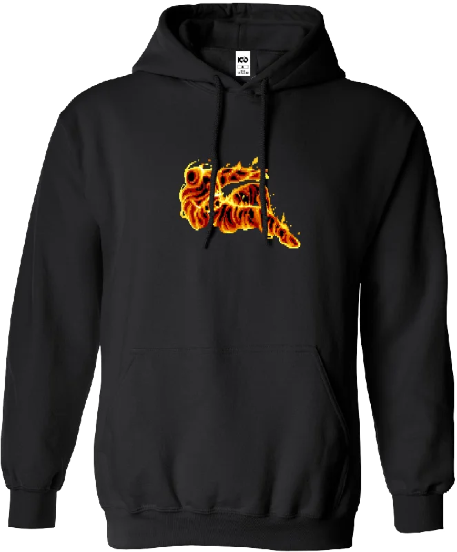 Best Fashion For Women STREET FIGHTER - 'Burning Sprite' Premium Embroidered Pullover Hoodie - Black