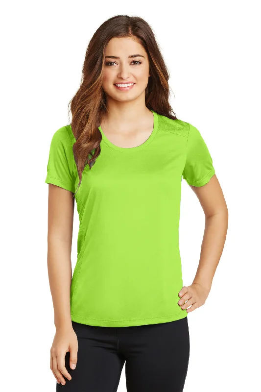 Women’s Winter Accessories Sport-Tek Womens Elevate Moisture Wicking Short Sleeve Scoop Neck T-Shirt - Lime Shock Green - Closeout