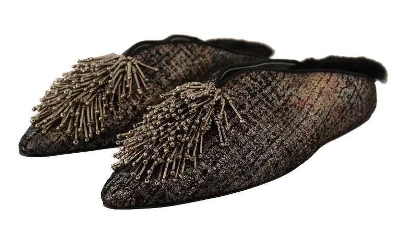 Free shipping on fur wear Paola D'Arcano Jacquard Leather Embellished Slip On Women's Shoes Free shipping on fur wear Paola D'Arcano Jacquard Leather Embellished Slip On Women's Shoes
