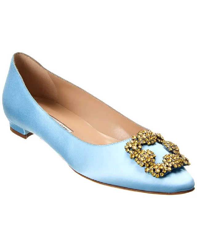 Exclusive deals on tweed suits Manolo Blahnik Hangisimu Satin Flat