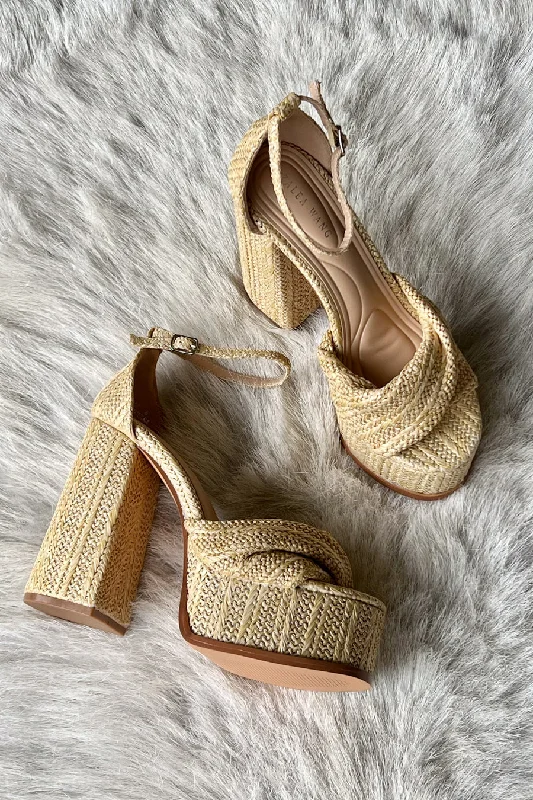 Designer Work Shoes Azalea Wang Clary Beige Platform Sandals