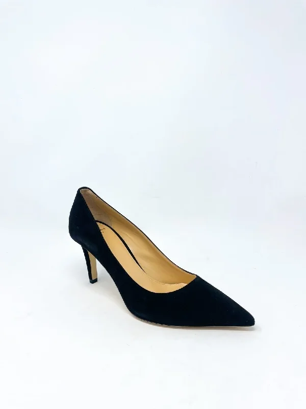 Classic Pointed Toe Pump in Black Suede