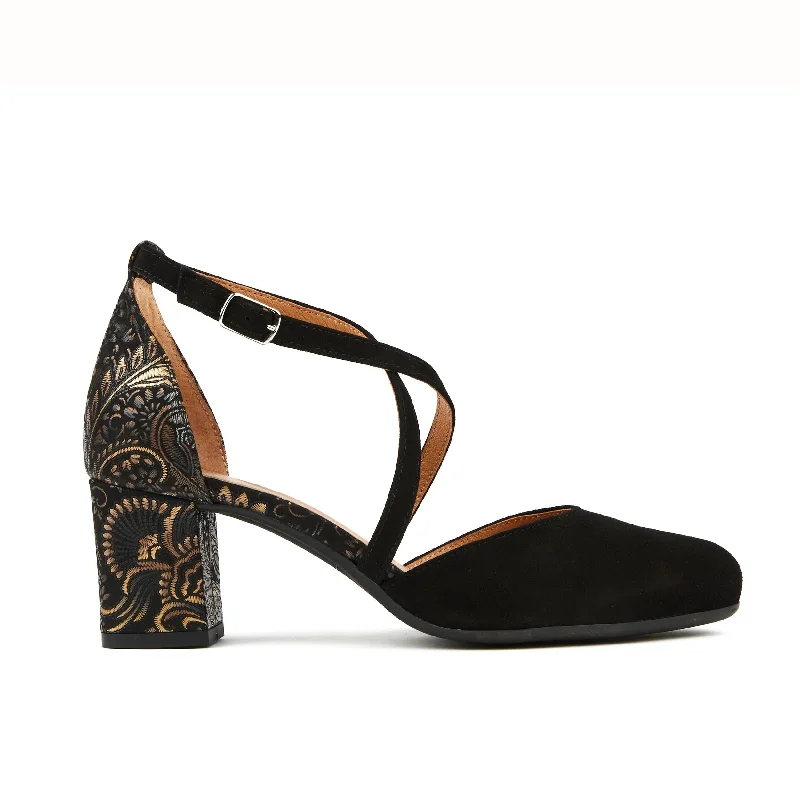 Cozy Winter Boots Dannii - Black & Gold Feathers