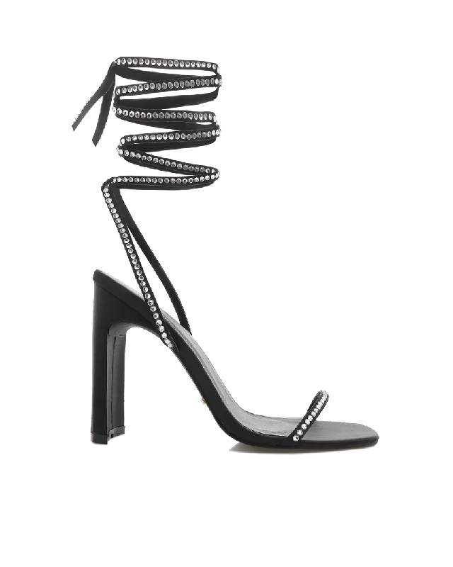 Classic Oxford Shoes HALEIGH - BLACK SATIN-DIAMANTE