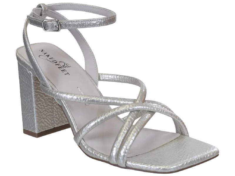 Slip-On Shoes For Men Naked Feet: MOOD in SILVER Heeled Sandals