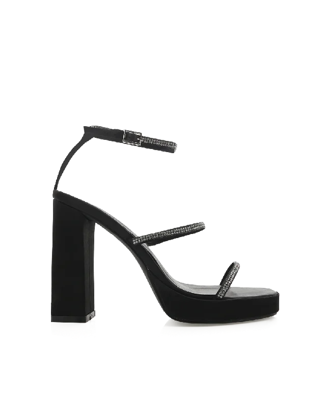 Trendy Casual Shoes TALITA - BLACK SATIN-DIAMANTE