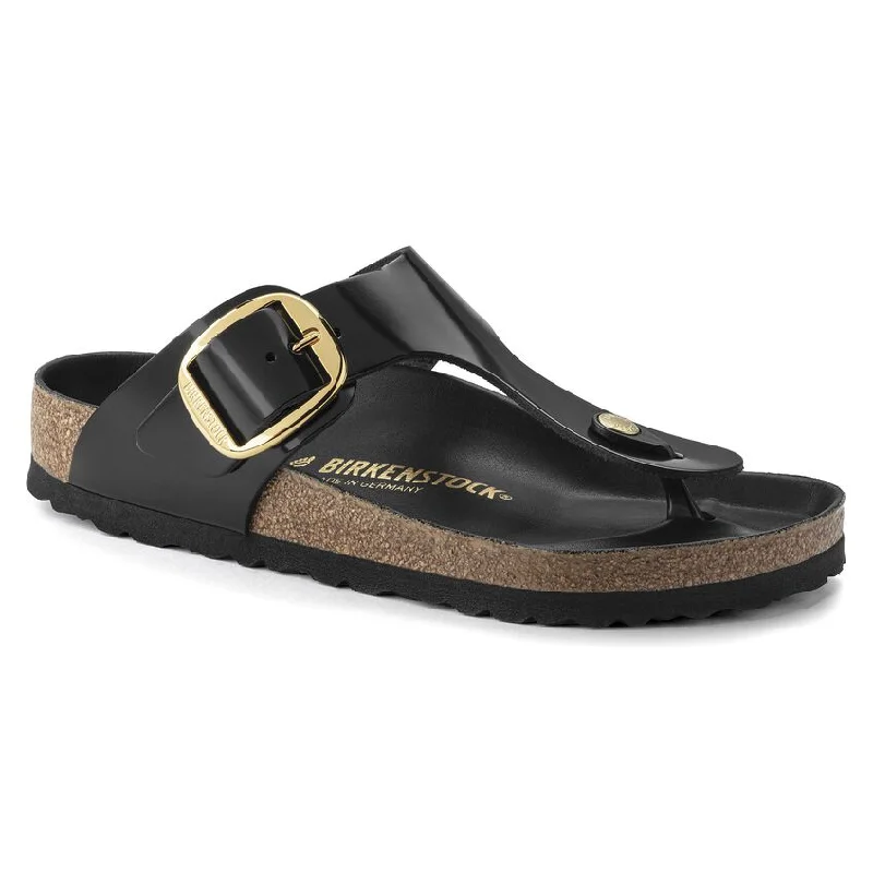 Comfortable Hiking Shoes Birkenstock Gizeh Big Buckle shiny blk R 1021467
